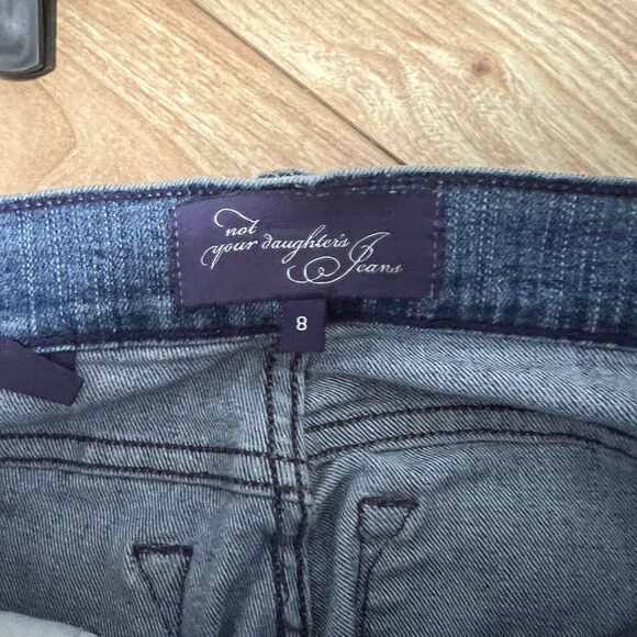 Not Your Daughter's Jeans Size 8 Blue Straight  Lift Tuck NYDJ Y2K Embroidered - Picture 3 of 8